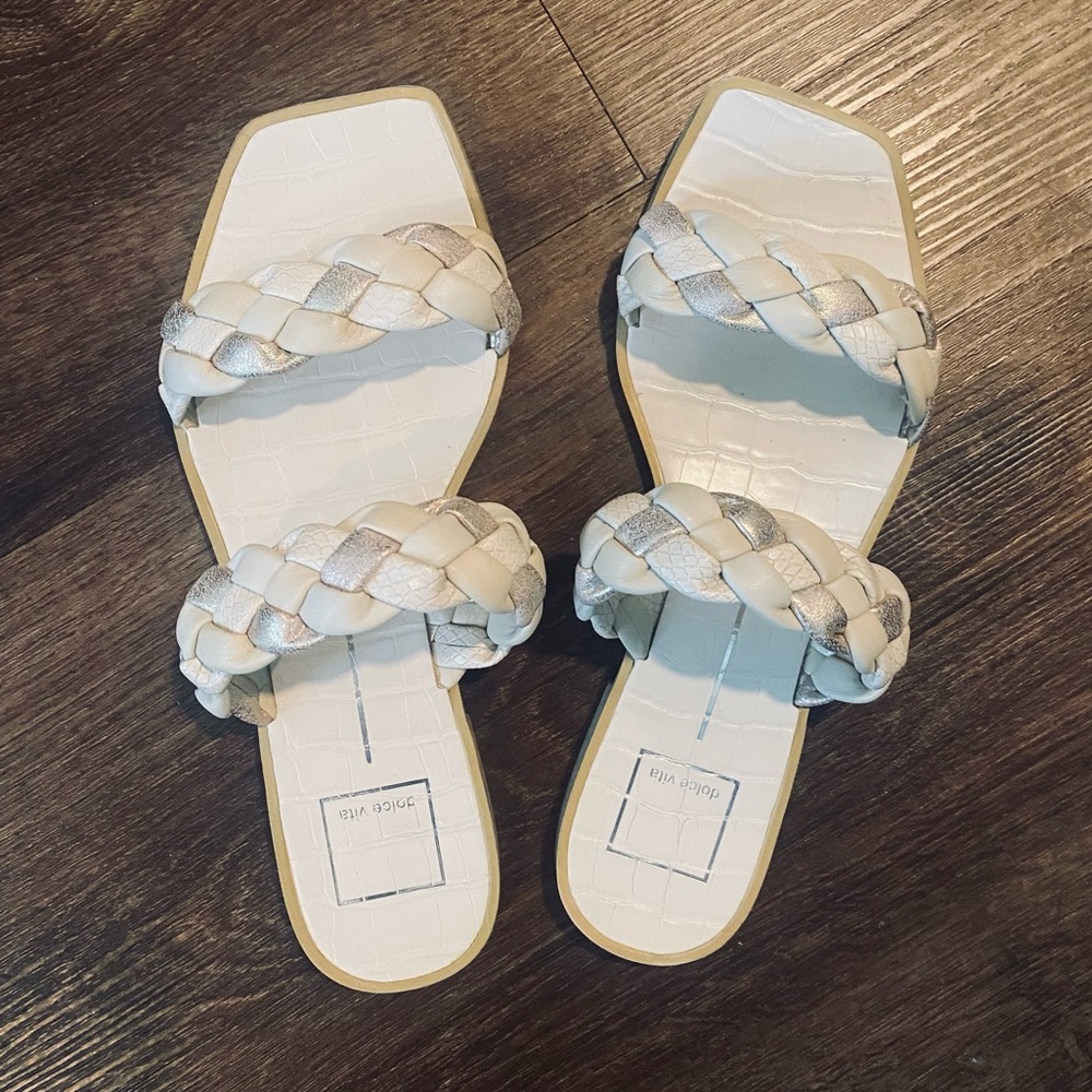 Dolce Vita Braided Cream and Silver Sandals